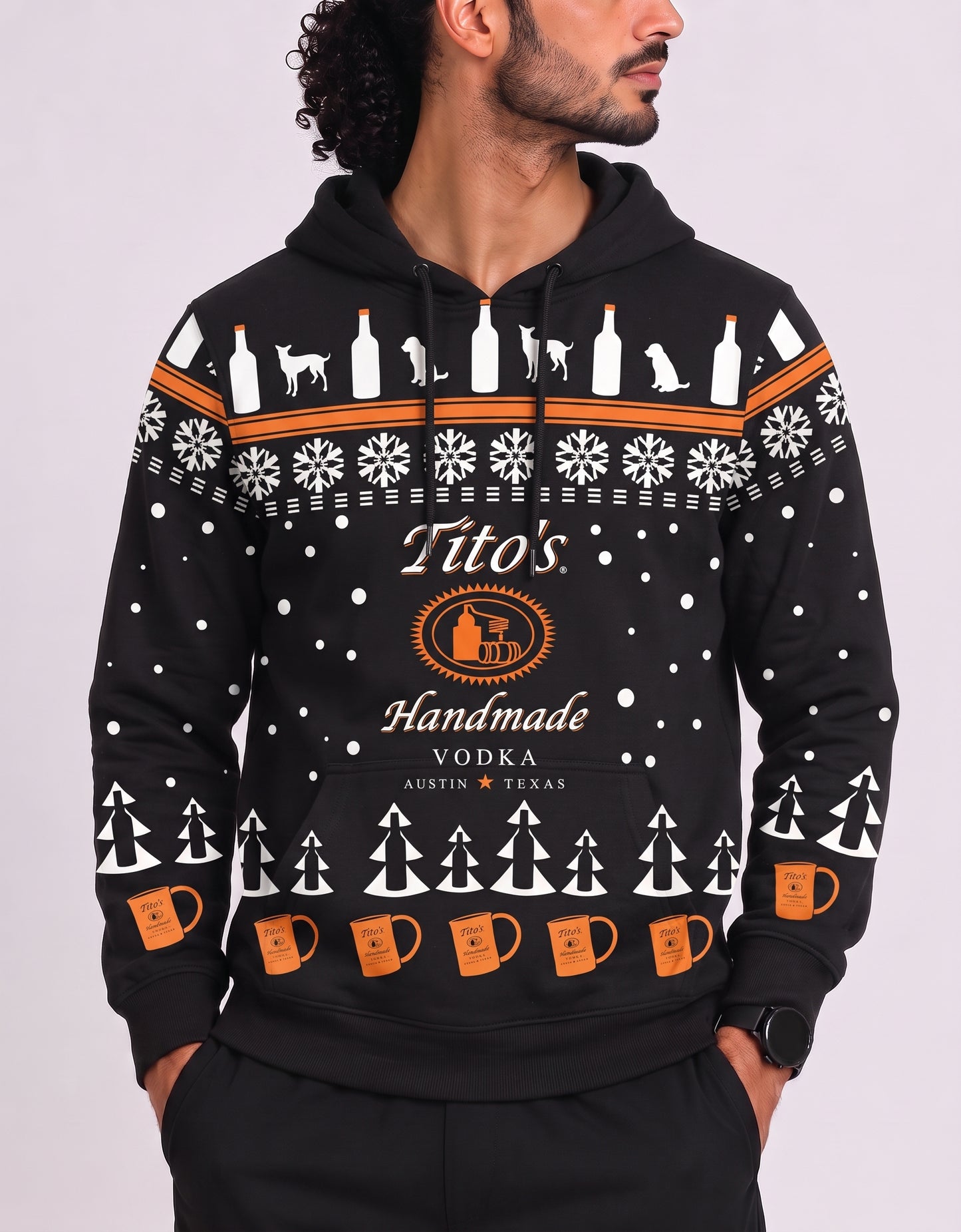 Tito's Men Cotton Fleece Black Hoodie S