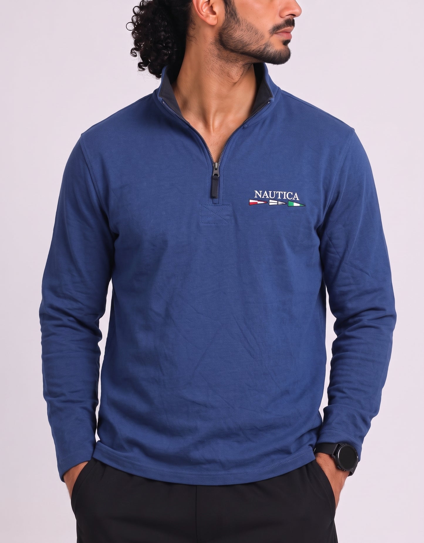 Nautica Men Cotton Fleece Blue Sweatshirt M