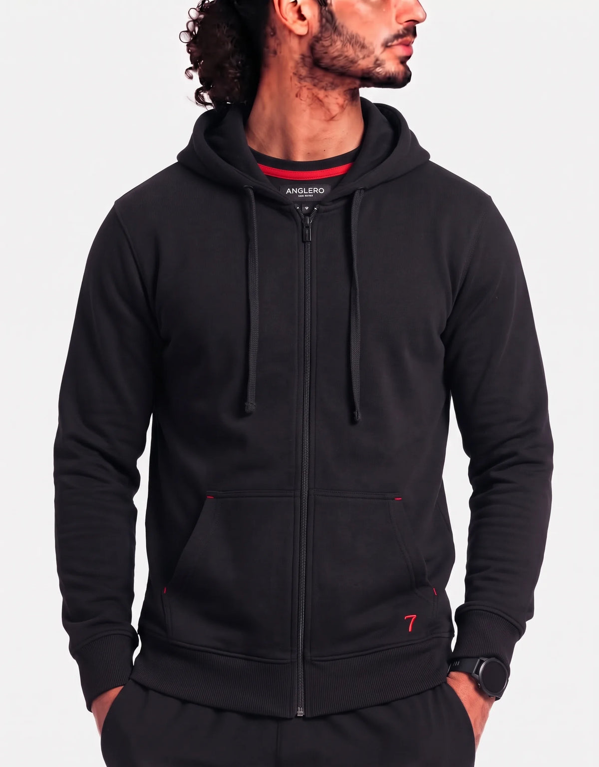 Anglero Men Cotton Black Zipper XL