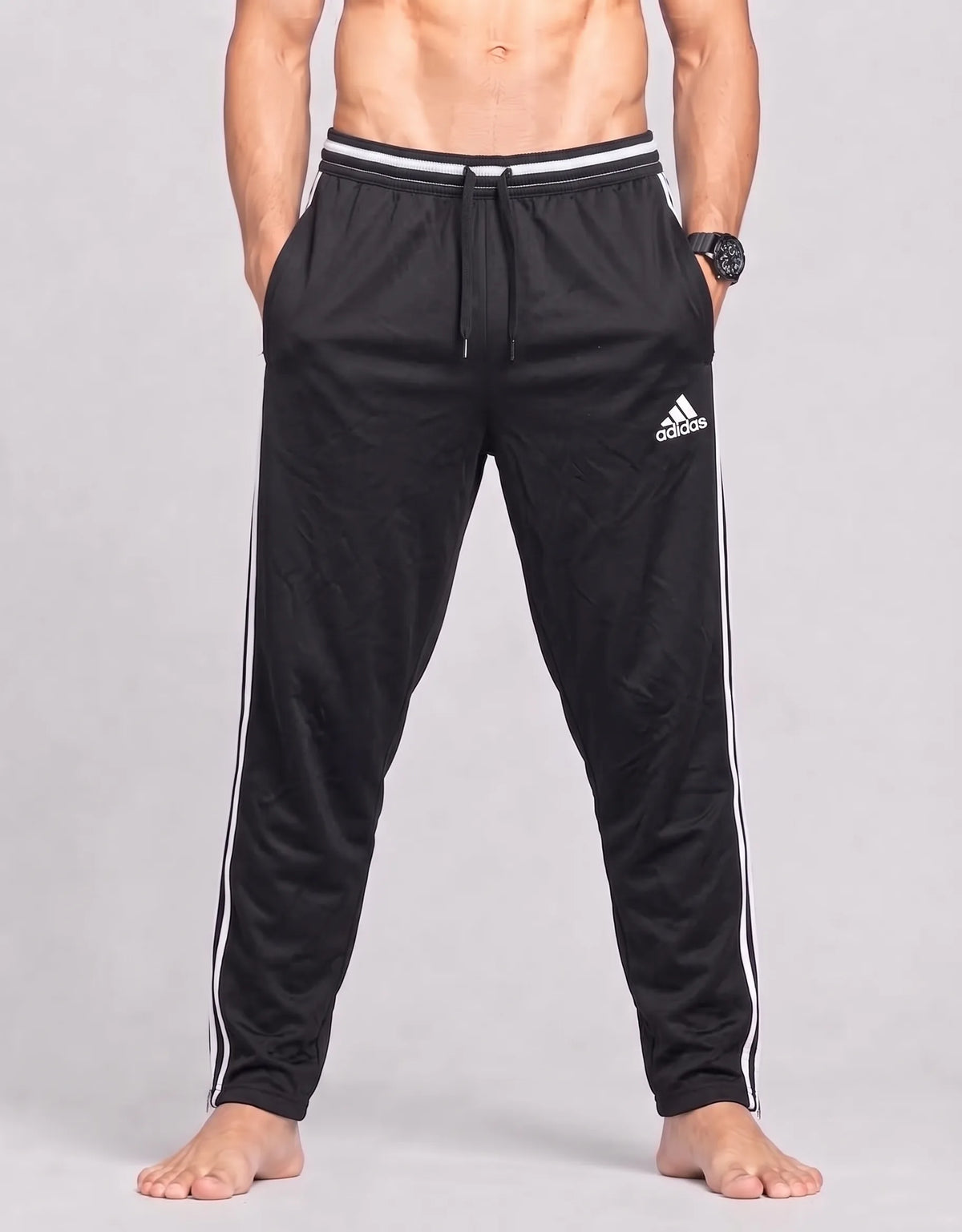 Adidas Men Polyester Black Sport Trouser M