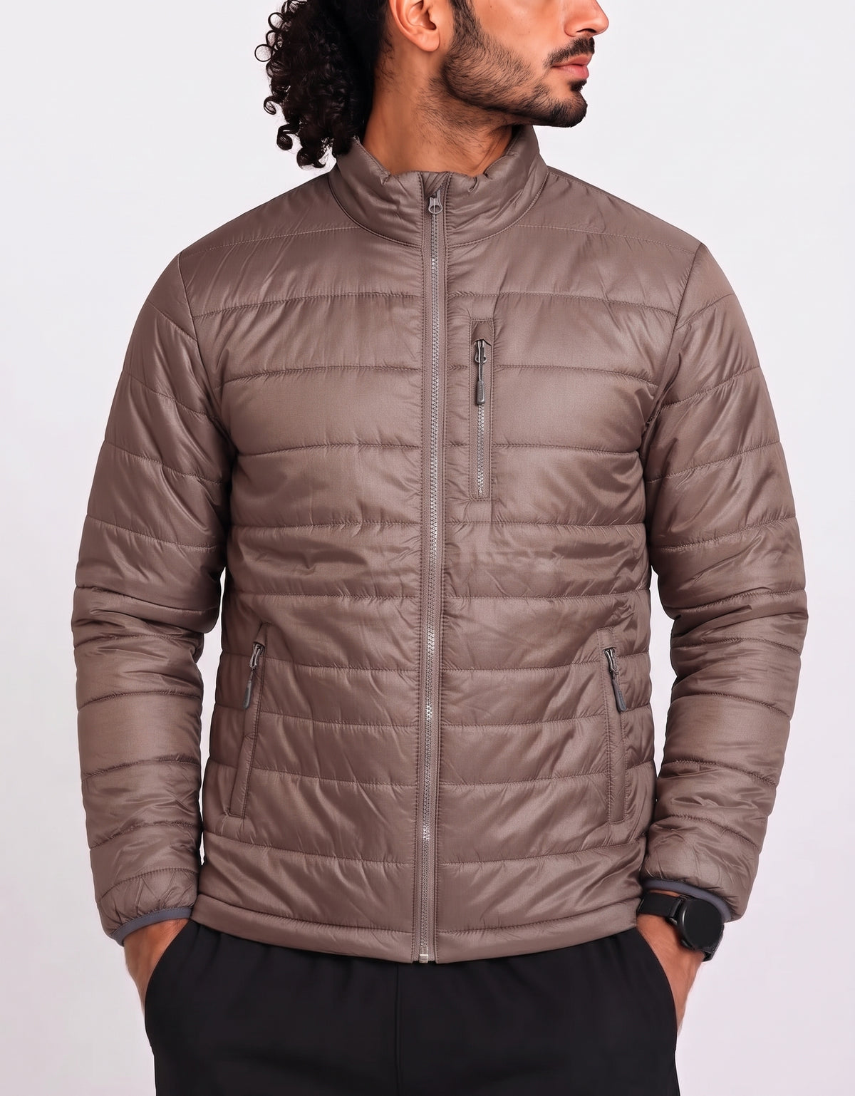Athletic Works Men Brown Puffer Jacket
