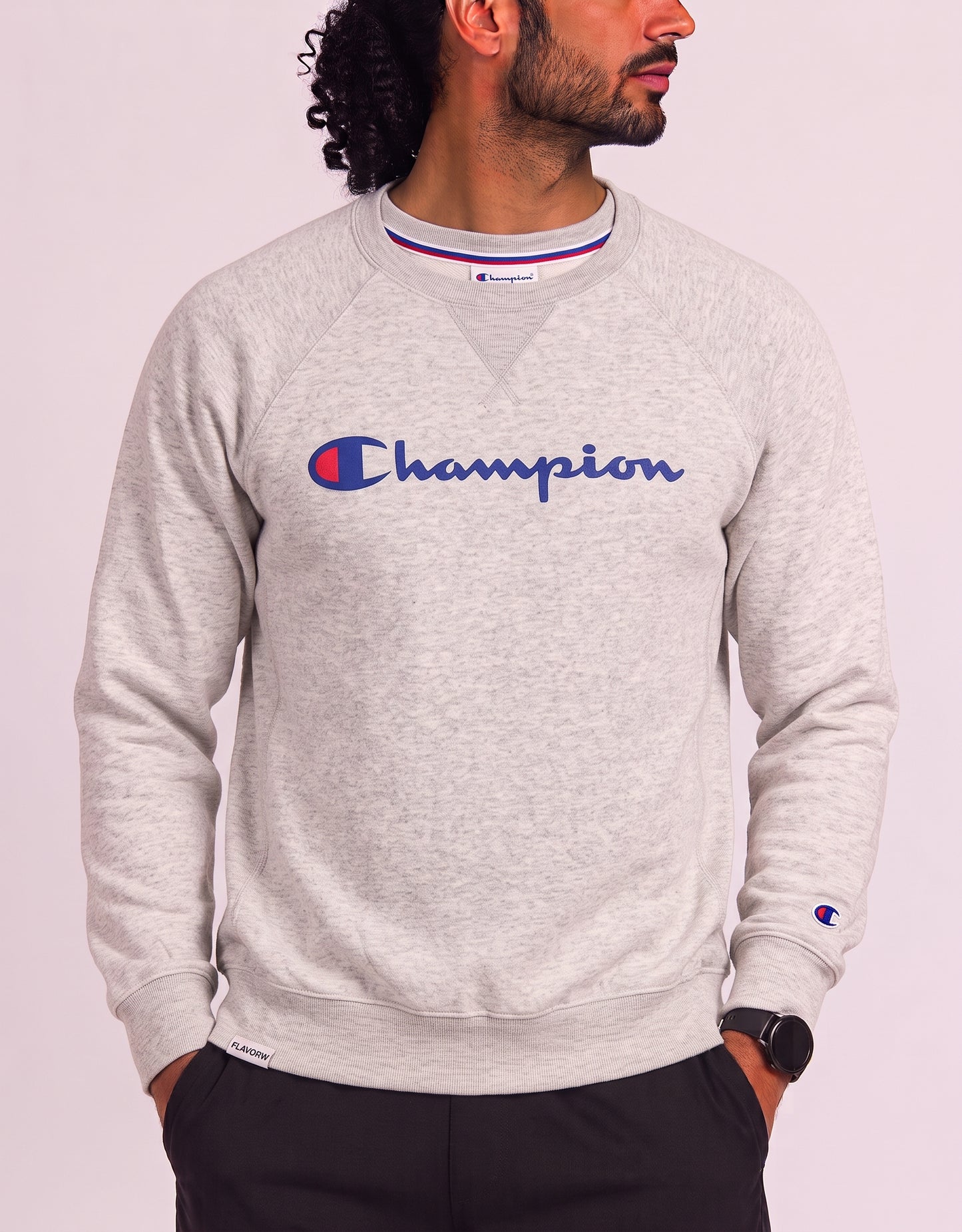 Champion Cotton Fleece White Sweatshirt S