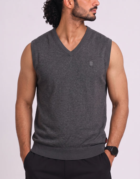 Izod Men Cotton Fleece Gray Sweater M