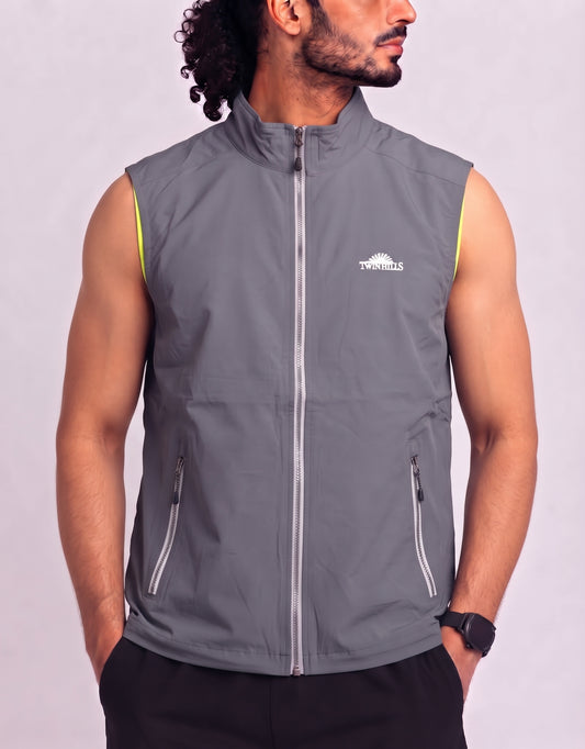 Twin Hills Men Gray Sport Vest Windbreaker