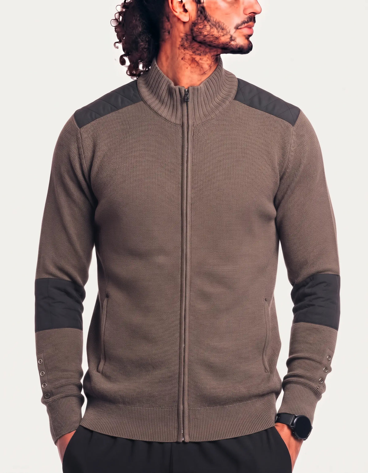 Victorinox Men Cotton Brown Black Sweater L
