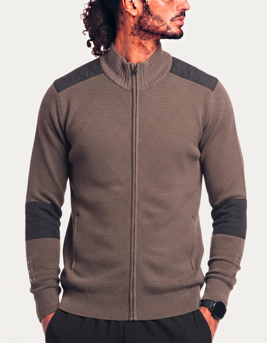 Victorinox Men Cotton Brown Black Sweater L