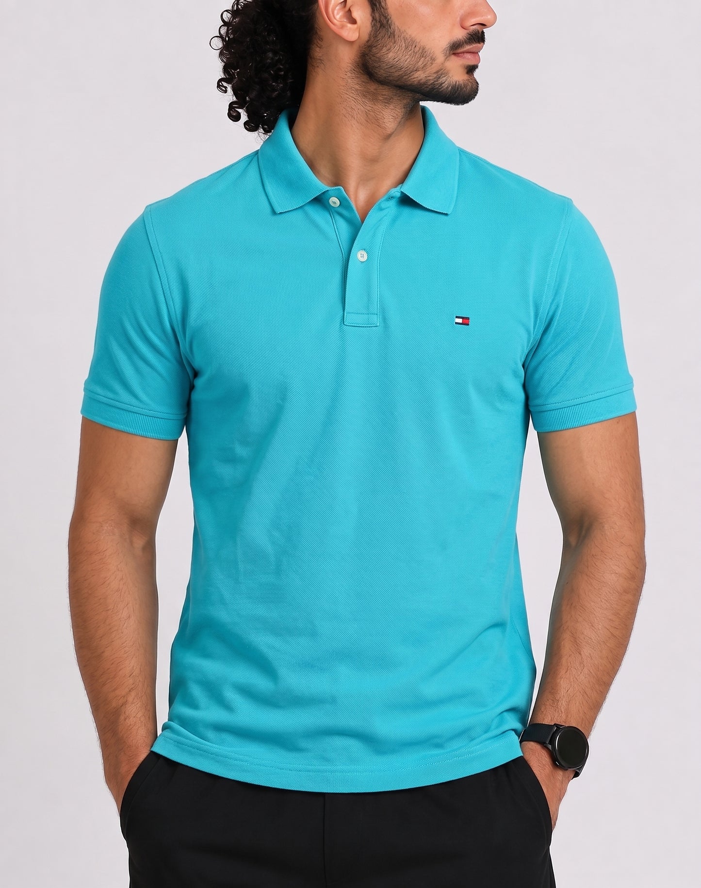 Tommy Hilfiger Men Blue Cotton Polo T Shirt M