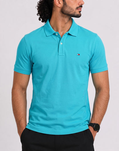 Tommy Hilfiger Men Blue Cotton Polo T Shirt M
