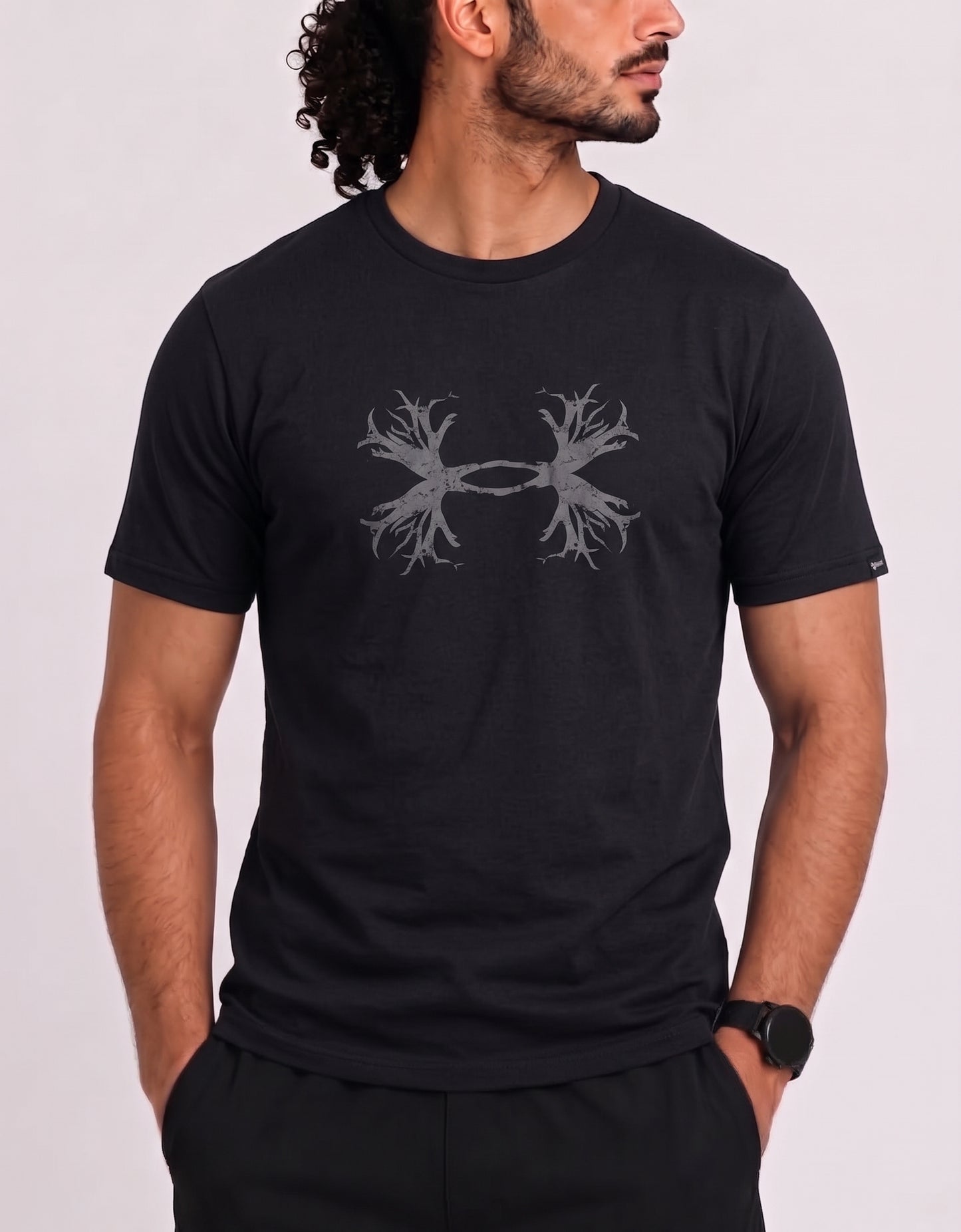 Under Armour Men Black Cotton T Shirt 2XL