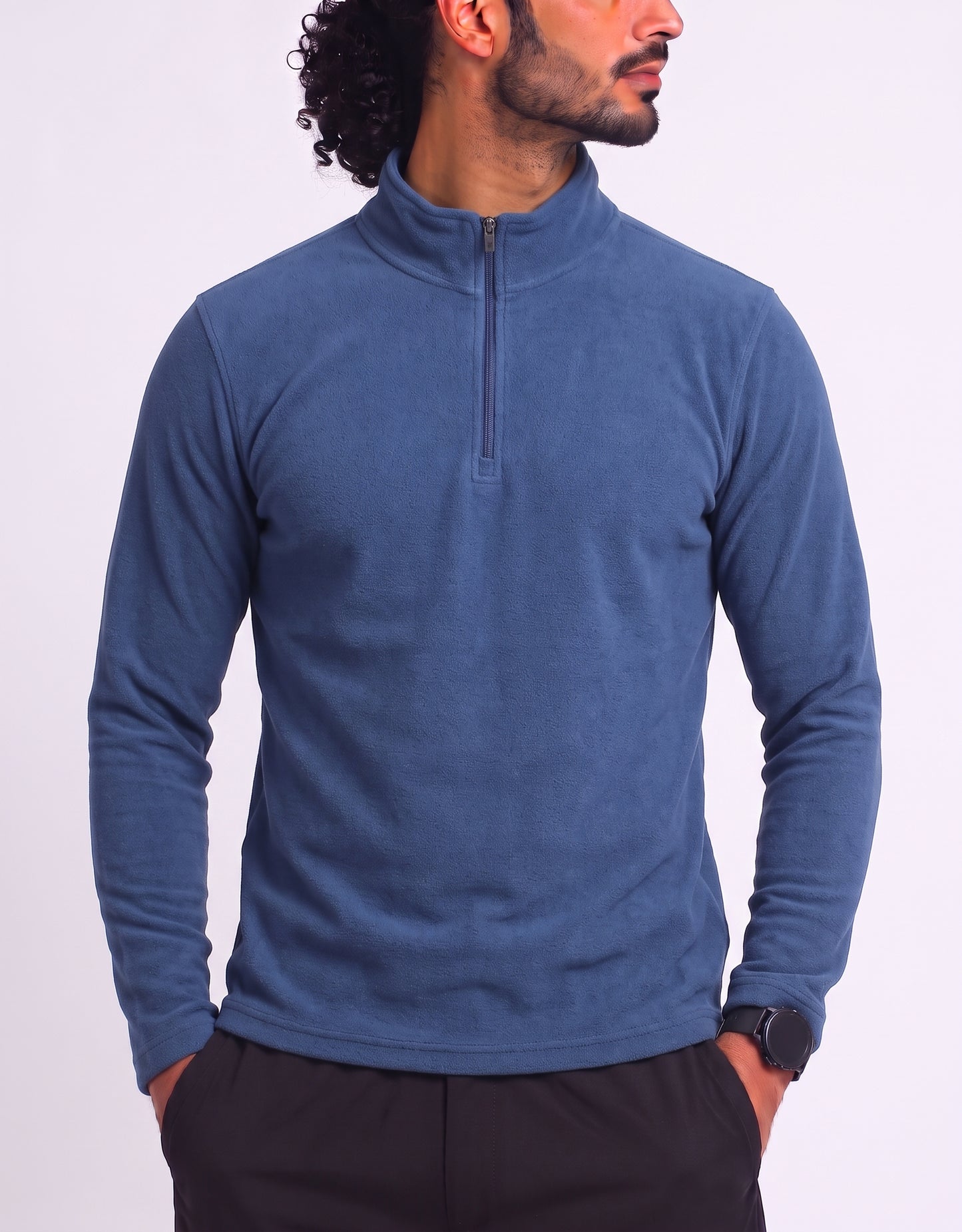 Izod Men Cotton Fleece Blue Sweatshirt M