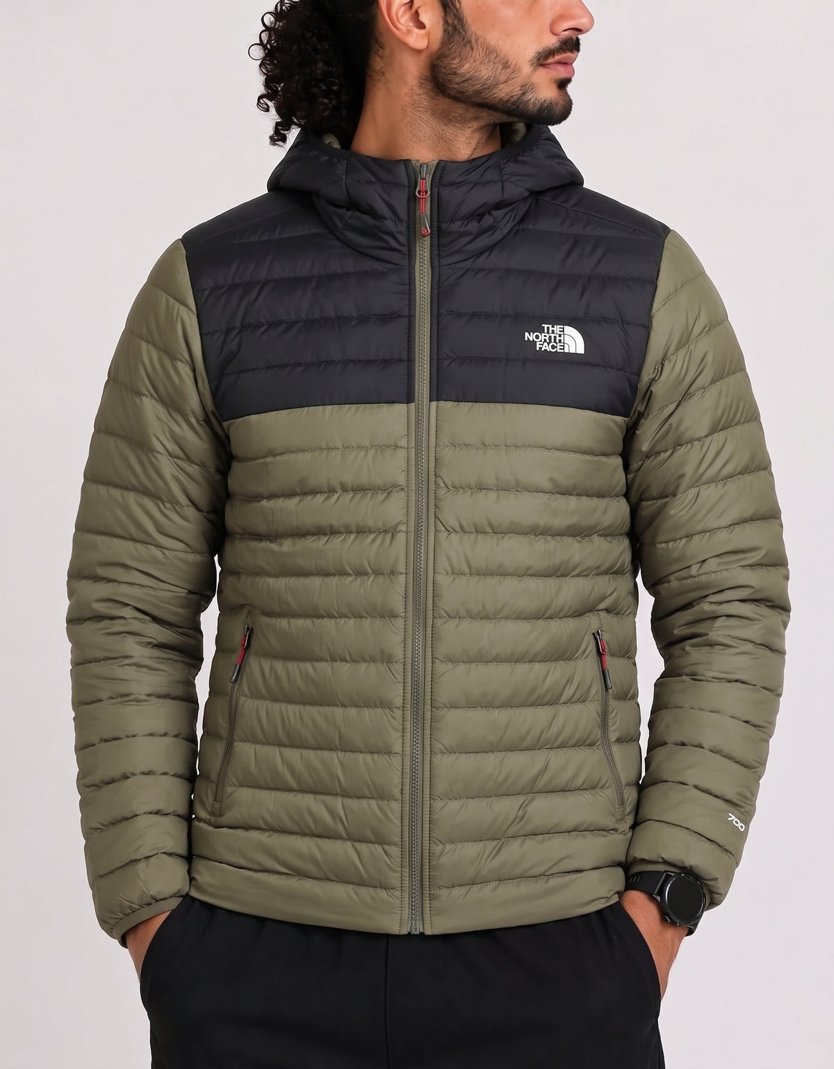 The North Face Men Hooded Puffer Green Jacket