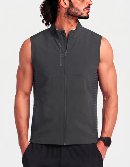 Under Armour Men Polyester Gray Vest Zipper L