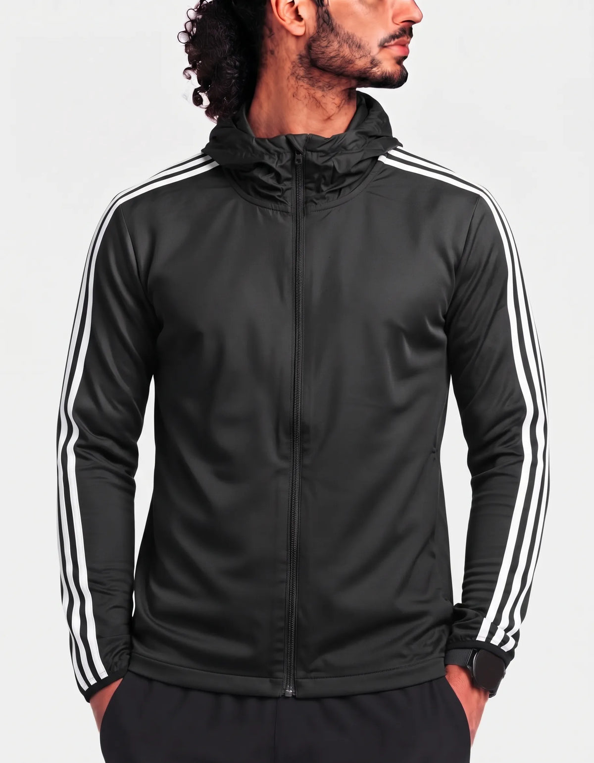 Adidas Men Polyester Black White Jacket 2X Large