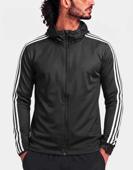 Adidas Men Polyester Black White Jacket 2X Large