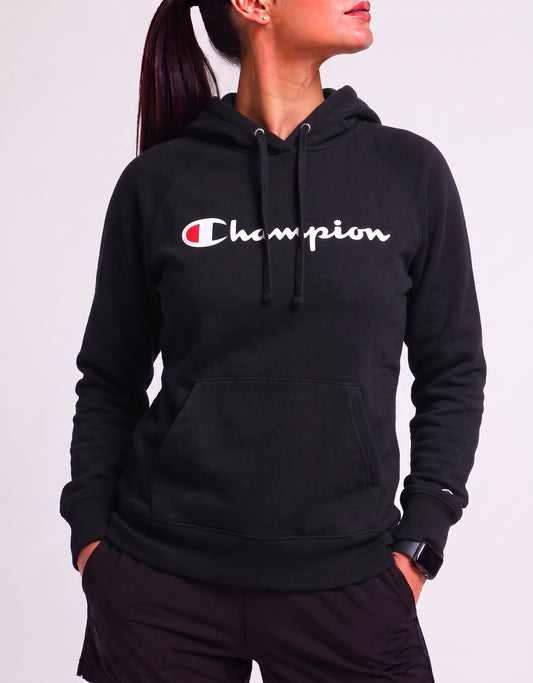 Champion Women Cotton Fleece Black Hoodie L