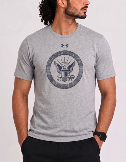Under Armour Men Gray Cotton T Shirt 2XL