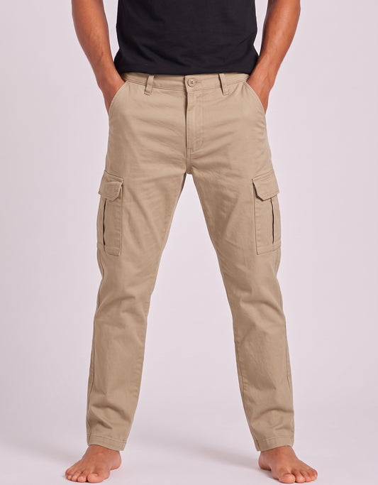 Red Cap Men Cream Cotton Cargo Pant XL