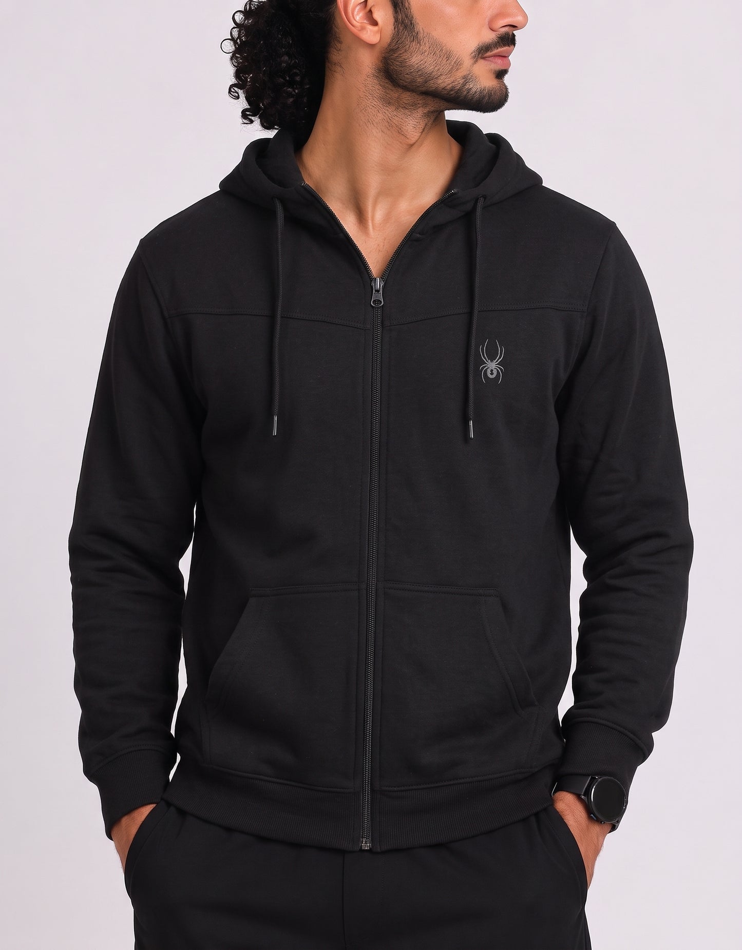 Spyder Men Cotton Fleece Black Zipper XL