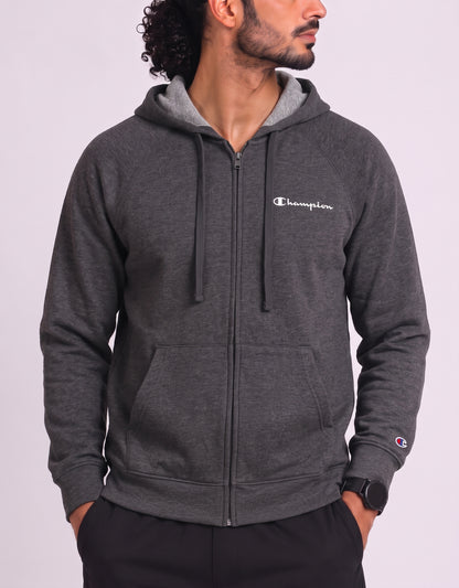 Champion Men Cotton Fleece Gray Zipper L