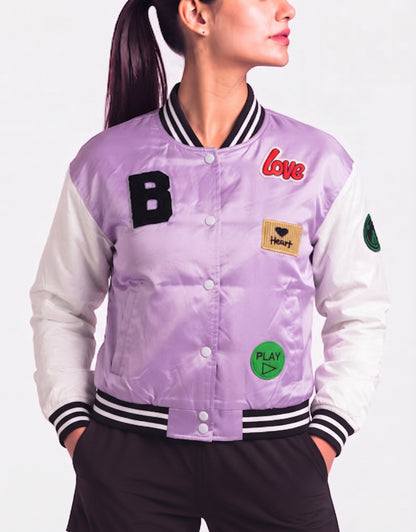Laisy Women Purple Varsity Jacket