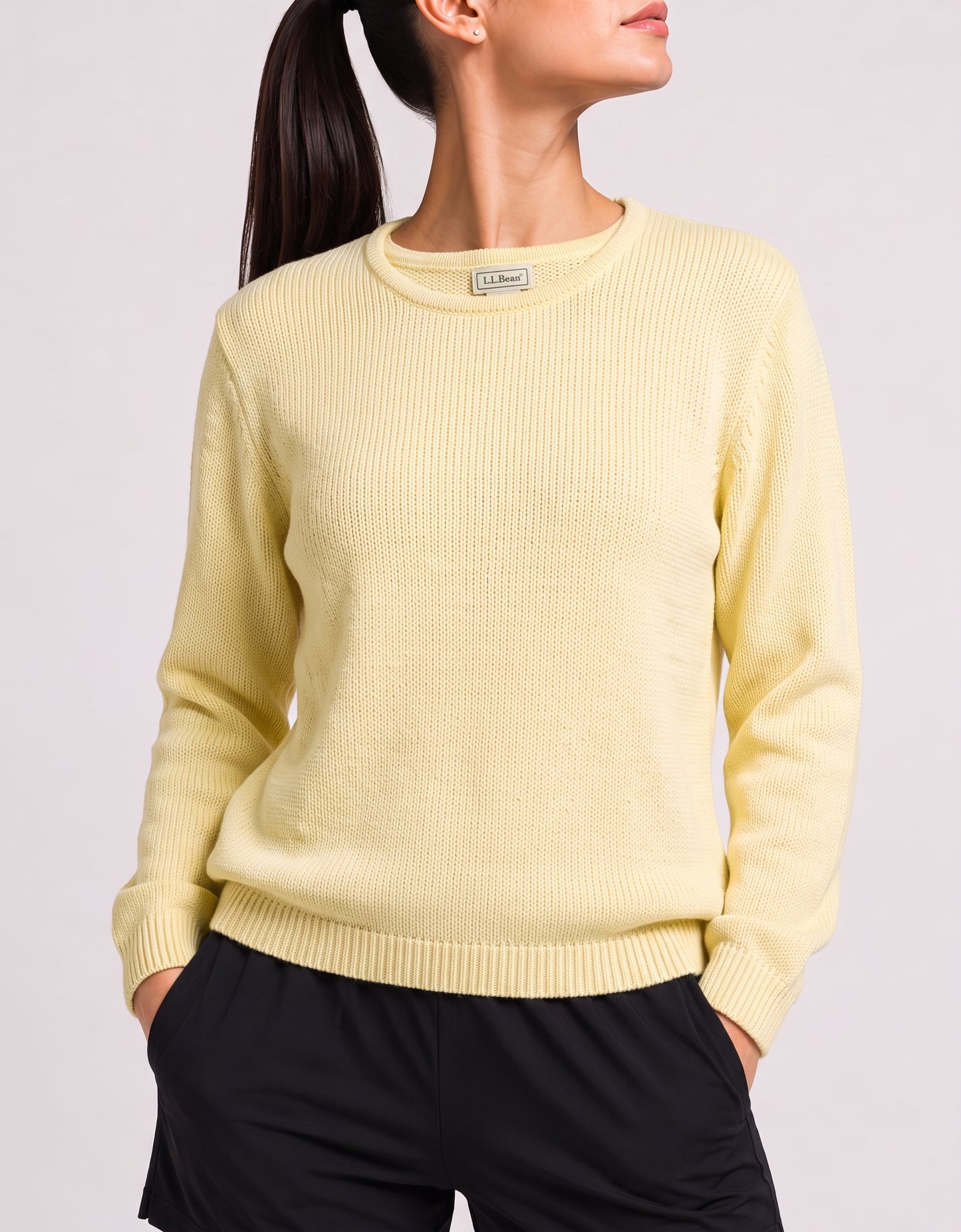 L.L.Bean Women Wool Yellow Sweater L