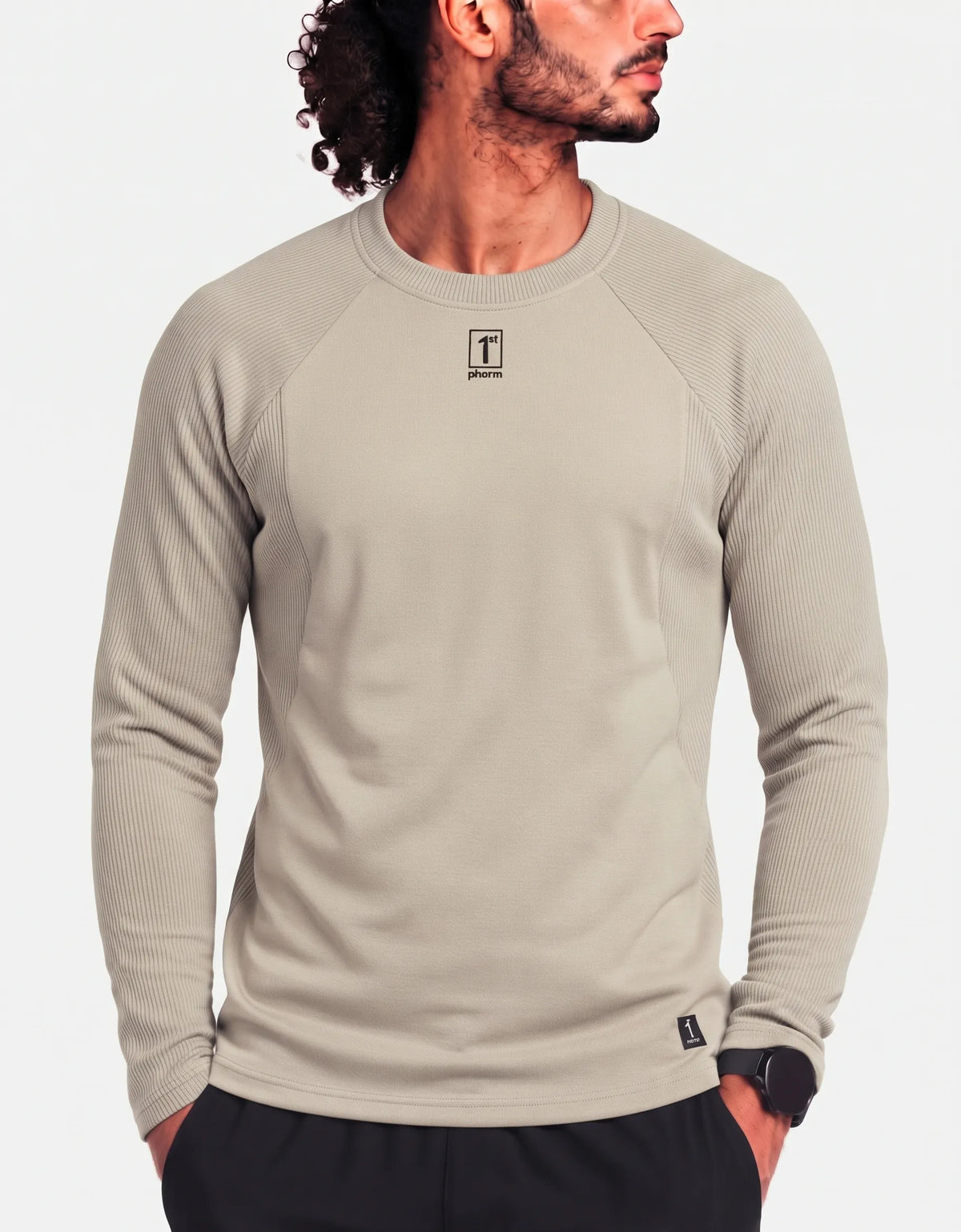 1ST Phorm Men Polyester Beige Sweatshirt M
