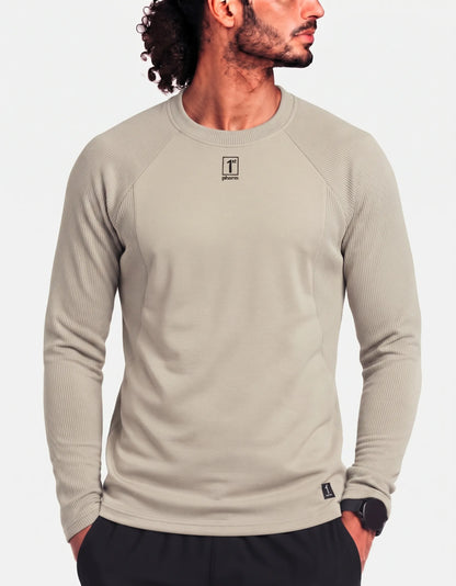 1ST Phorm Men Polyester Beige Sweatshirt M