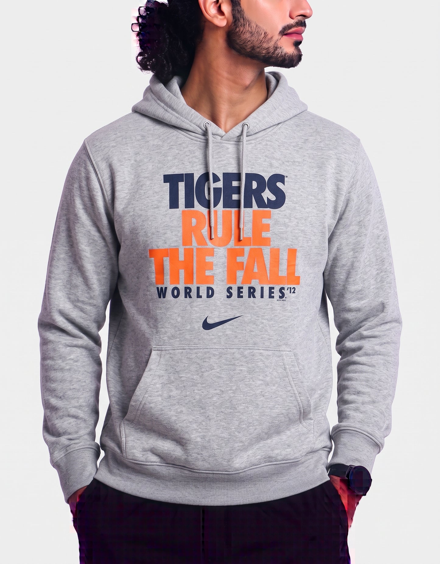 Nike Men Cotton Fleece Gray Hoodie L