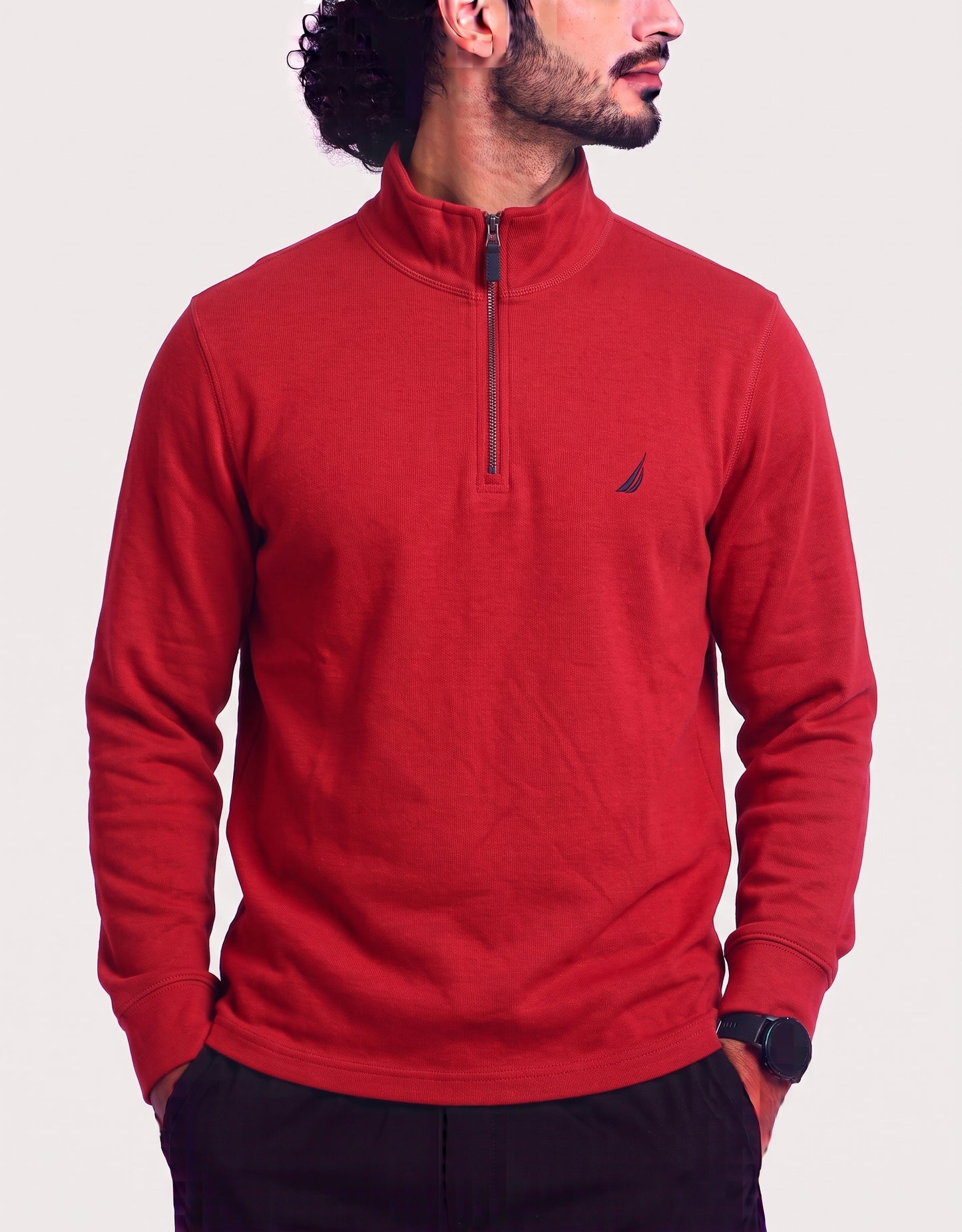 Nautica Men Cotton Fleece Red Sweatshirt L