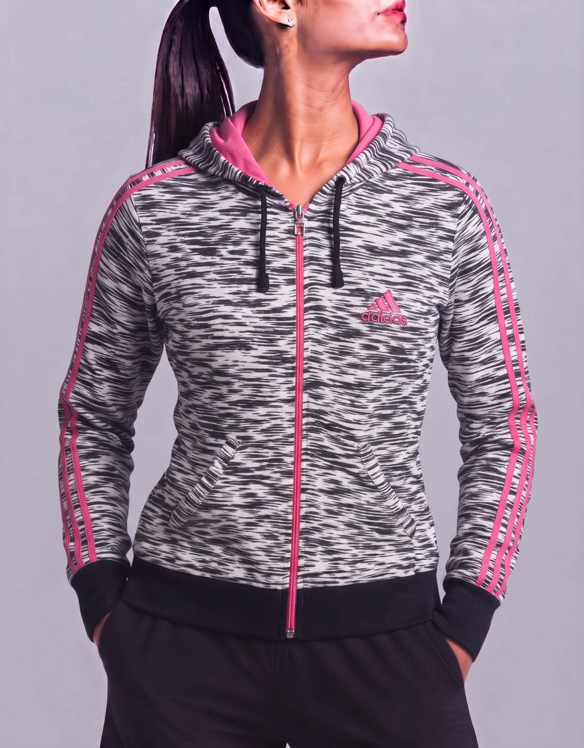Adidas Women White Cotton Zipper M