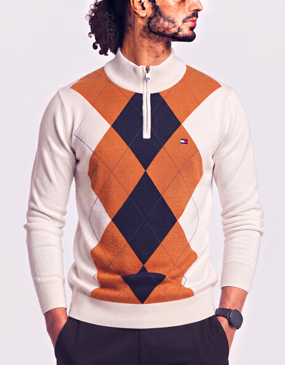 Tommy Hilfiger Men Orange Half Zip Sweater XS