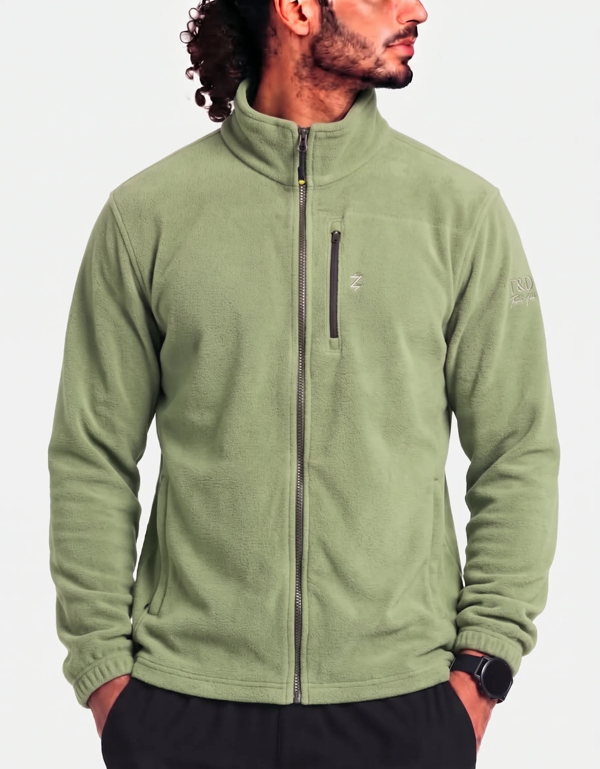 Izod Men Wool Green Zipper XL