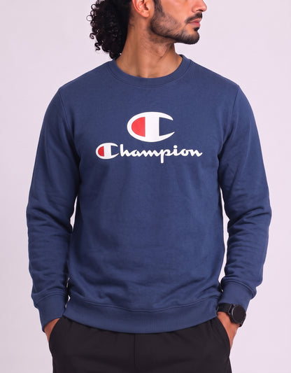 Champion Men Cotton Fleece Blue Sweatshirt S
