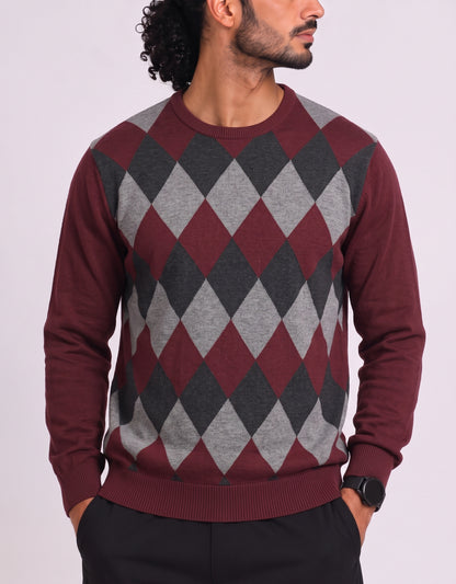 Izod Men Cotton Fleece Maroon Sweater L