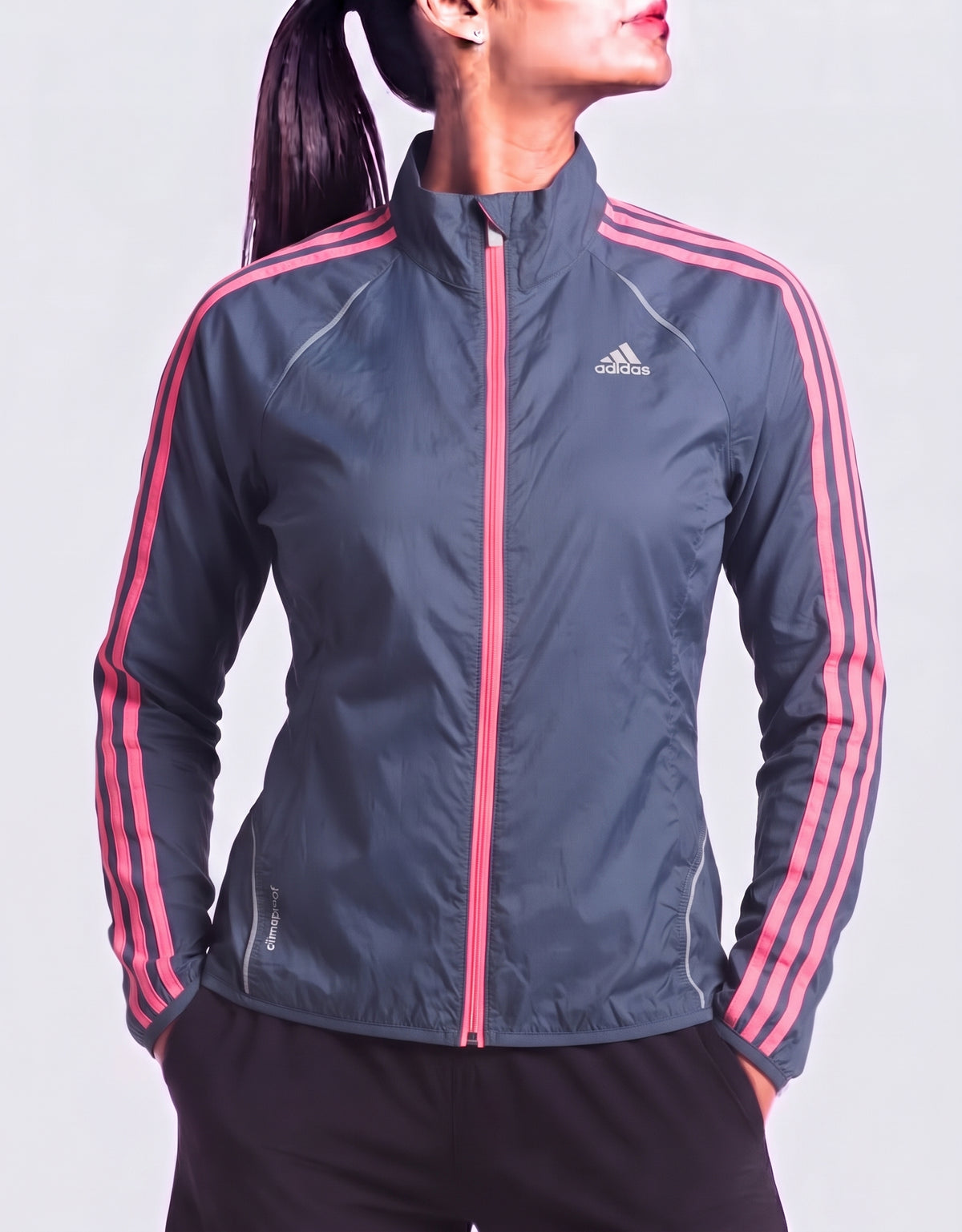 Adidas Women Gray Sport Windbreaker M