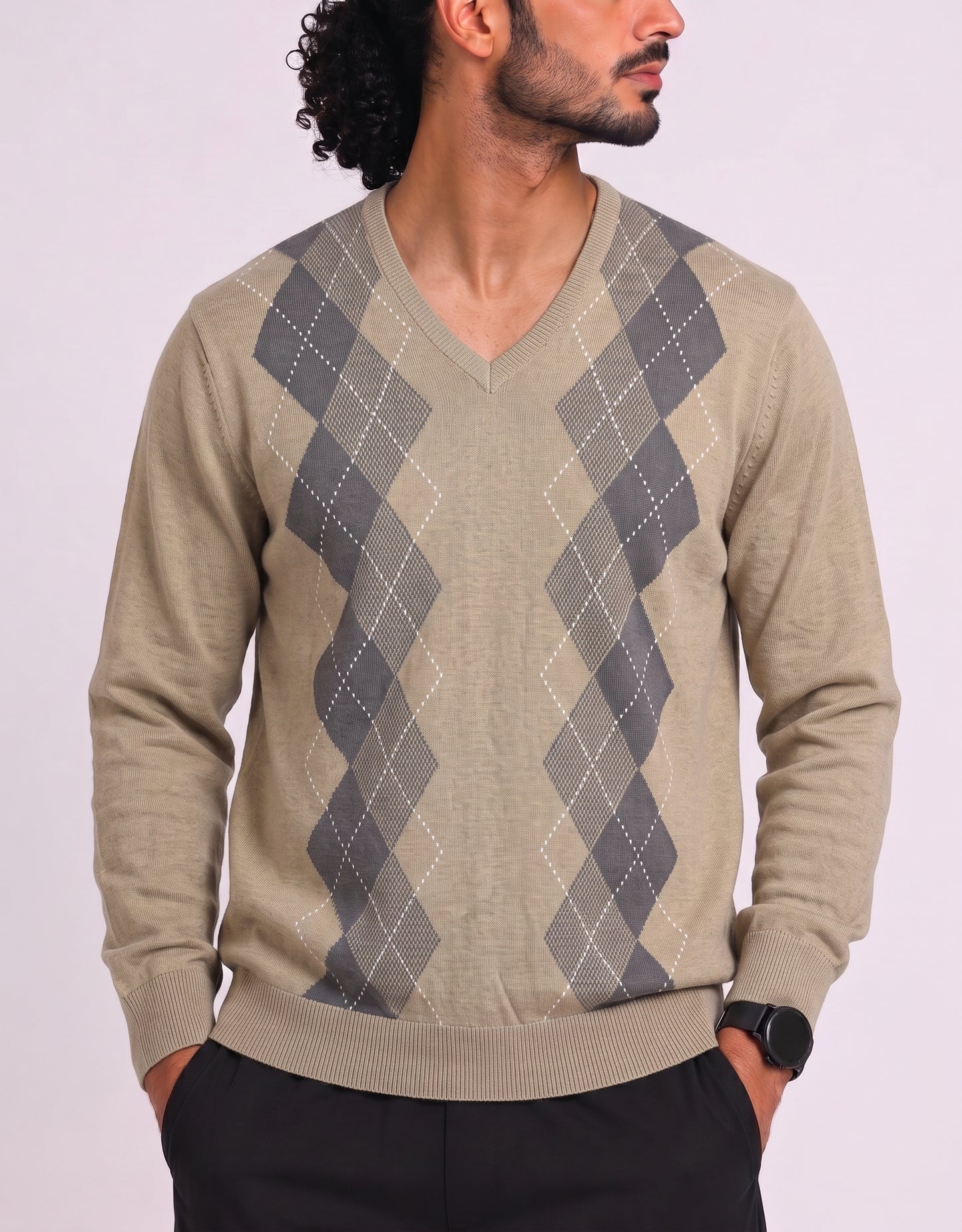 Izod Men Cotton Fleece Cream Sweater 2XL