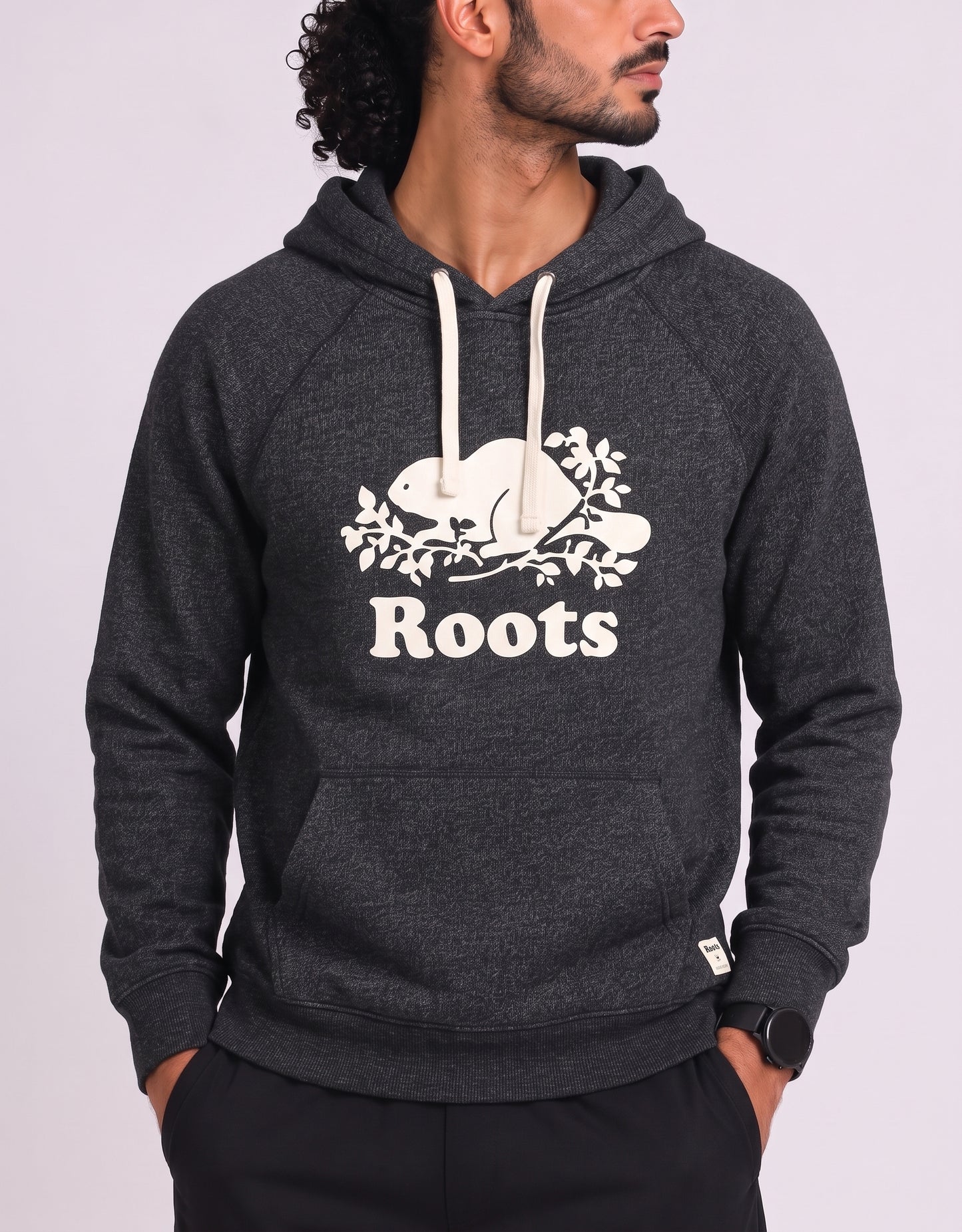 Roots Men Cotton Fleece Blue Hoodie S