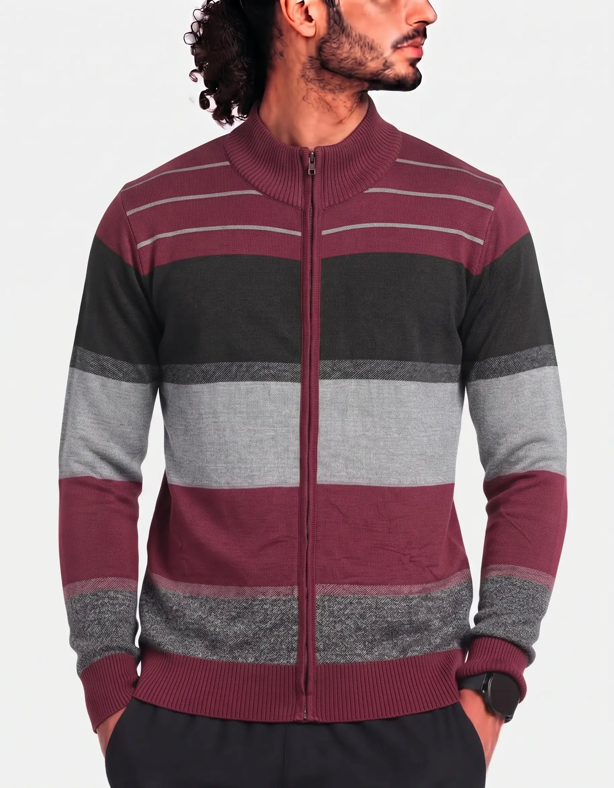 Alberto Cardinali Men Polyester Red Black Sweater L