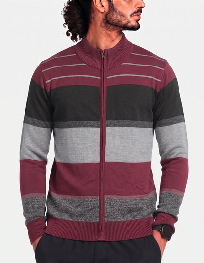 Alberto Cardinali Men Polyester Red Black Sweater L