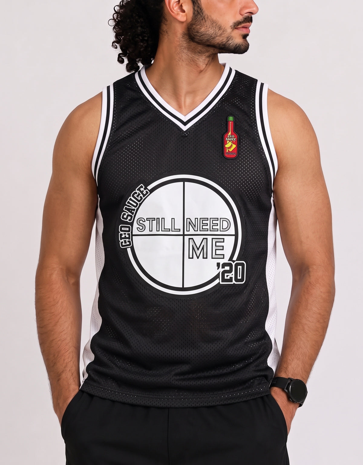 Horub Men Sport Black Vest T Shirt M