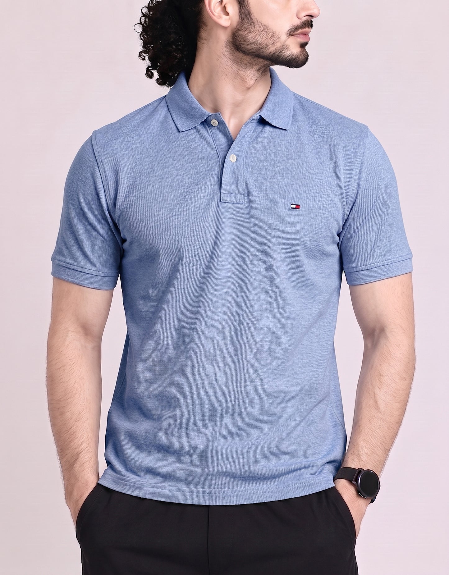 Tommy Hilfiger Men Blue Cotton Polo T Shirt XL