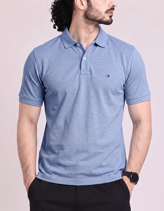 Tommy Hilfiger Men Blue Cotton Polo T Shirt XL