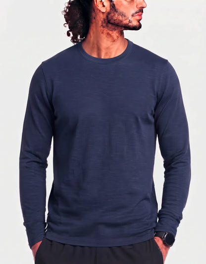 Orvis Men Polyester Navy Brown Sweatshirt L