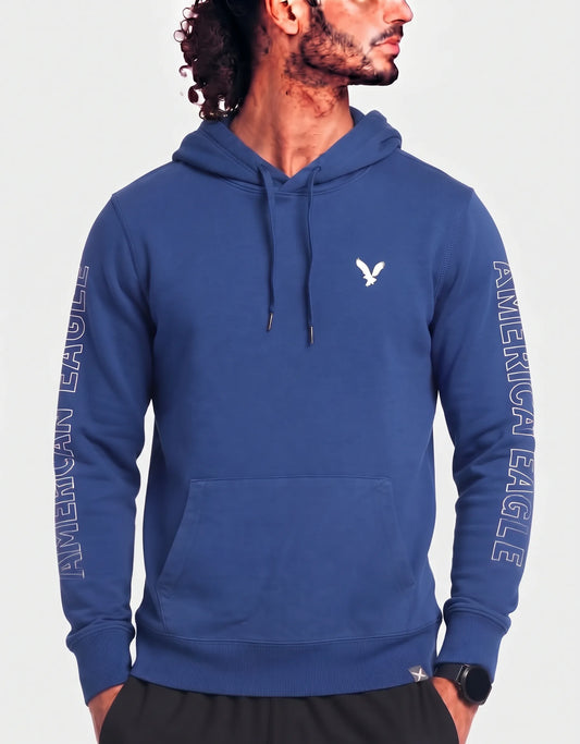 American Eagle Men Cotton Blue Purple Hoodie S