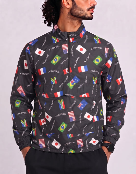 Forever 21 Men Black Sport Windbreaker