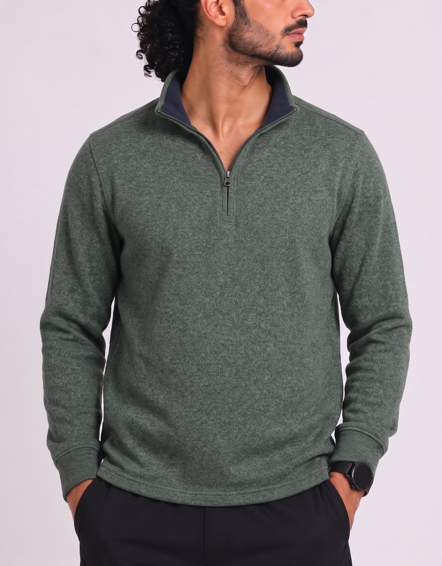 Izod Men Cotton Fleece Green Sweatshirt M