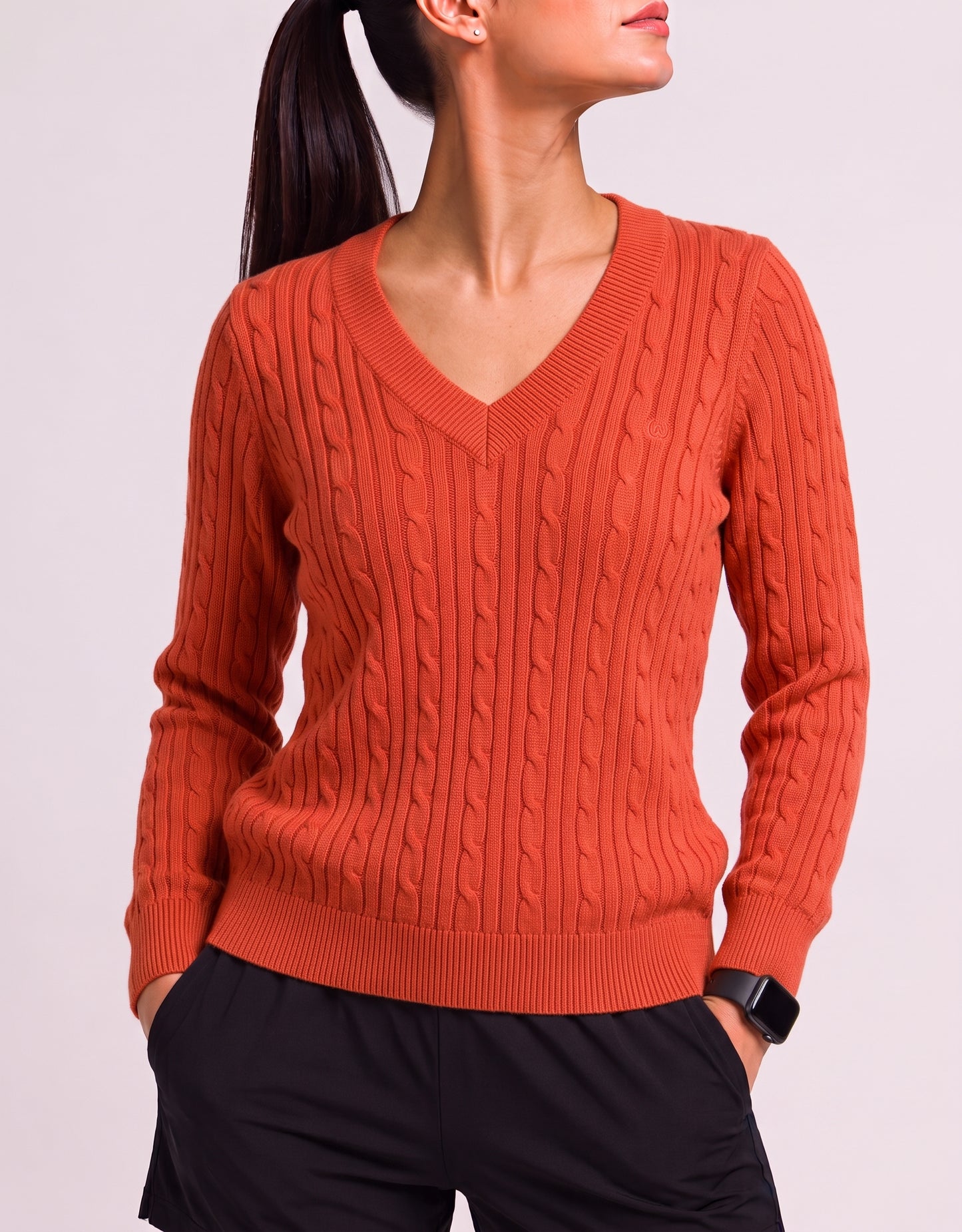Chaps Women Cotton Fleece Orange Sweater XL