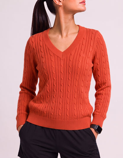 Chaps Women Cotton Fleece Orange Sweater XL
