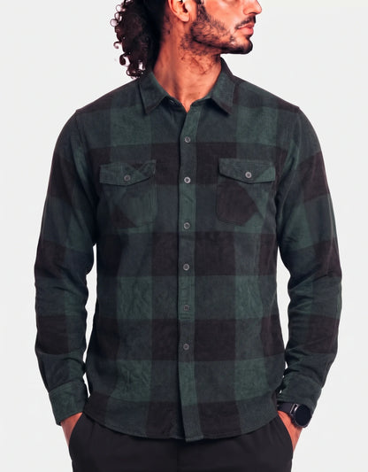 Freedon Foundry Men Polyester Navy Black Brown Flannel Shirt 2XL