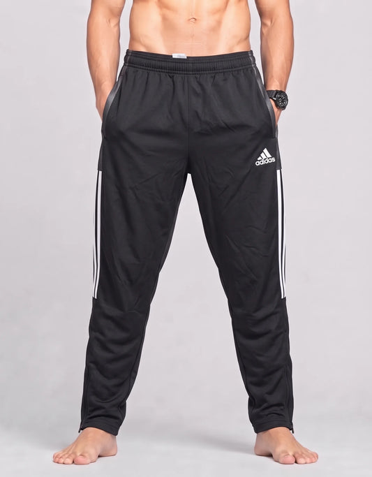 Adidas Men Polyester Navy Black Sport Trouser L